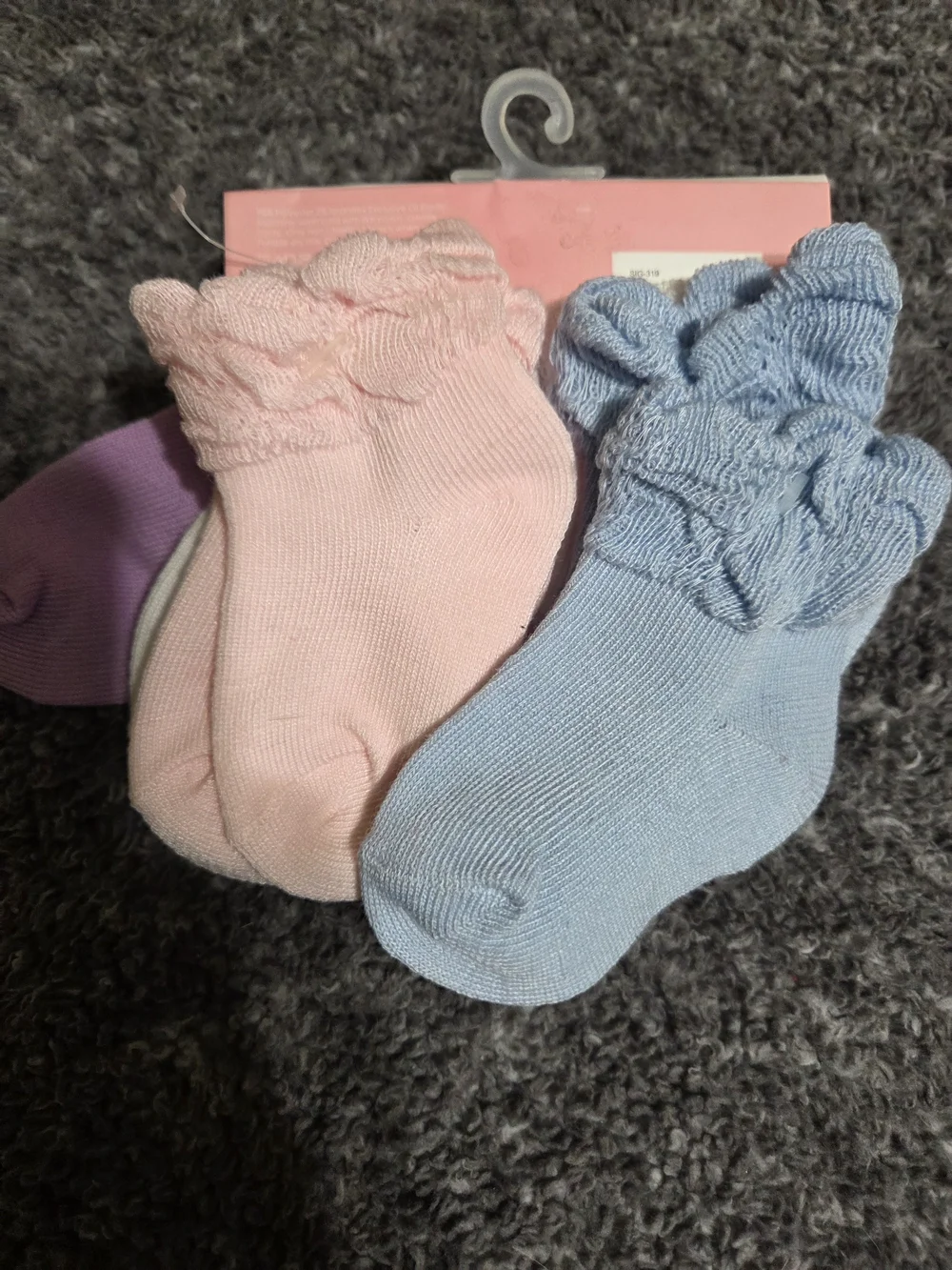 Charlotte Baby Ruffle Anklet Socks - Pink & Purple (6 Pack)